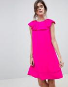 Ted Baker Clarees Shift Dress With Ruffle Neckline - Pink