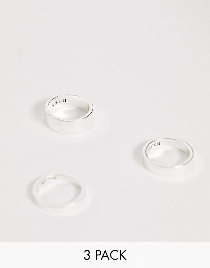 Wftw 3 Pack Band Rings In Silver - Silver