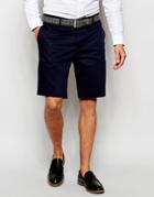 Asos Skinny Smart Shorts In Cotton Sateen - Navy