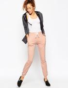 Asos Lightweight Joggers With Contrast Tie - Dusky Pink