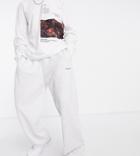 Collusion Wide Leg Spliced Sweatpants With Reverse Panels In White Heather - Part Of A Set