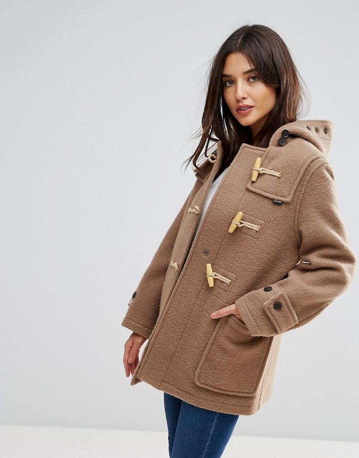 Gloverall Mid Mony Wool Blend Duffle Coat - Beige