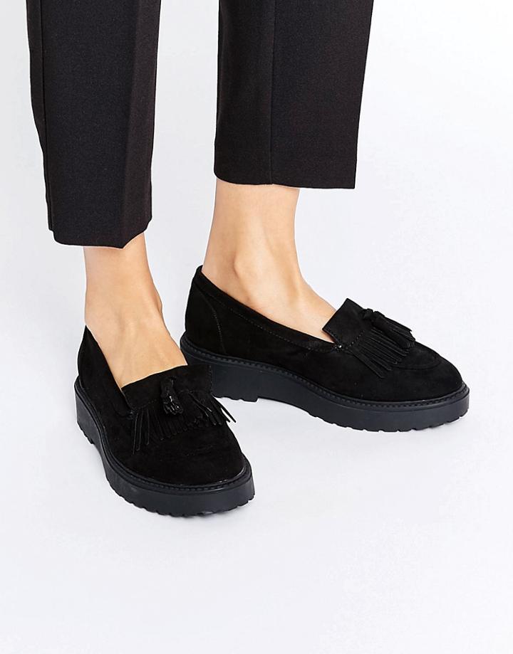 New Look Wide Fit Suedette Chunky Loafer Shoe - Black