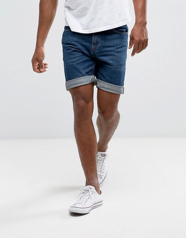 Pull & Bear Regular Fit Denim Shorts In Blue - Blue