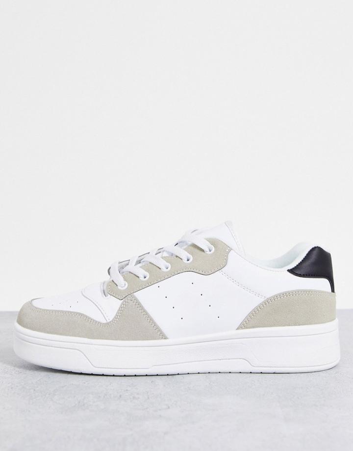 Truffle Collection Lace-up Sneakers In White/gray