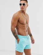 Asos Design Swim Short In Blue Short Length