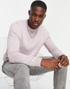 Topman Knitted Crew Neck Sweater In Mauve-pink