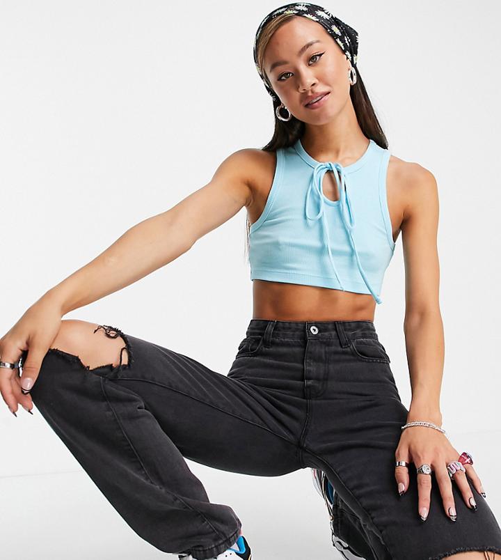 Collusion Cut Out Strap Rib Tank In Blue - Part Of A Set-blues