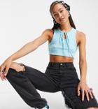 Collusion Cut Out Strap Rib Tank In Blue - Part Of A Set-blues