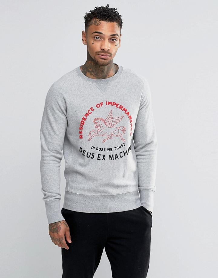 Deus Ex Machina Sweatshirt With Embroidered Horse Print - Gray