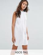 Asos Tall Sleeveless Cotton Shirt Dress - White