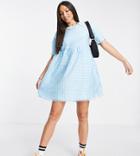 Urban Threads Tall Oversized Smock Dress In Blue Gingham-blues