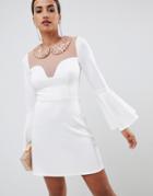 Asos Design Embellished Collar Mini Shift Dress-white