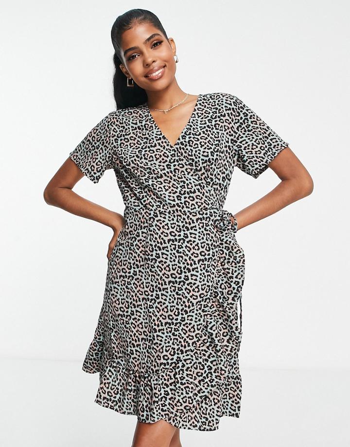 Only Cody Printed Wrap Mini Dress In Multi