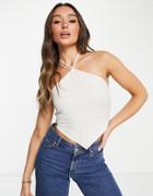 Vero Moda Cotton Halterneck Scarf Top In Cream-white