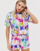 Monki Rainbow Tie Dye Crew Neck Oversized T-shirt - Multi