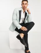 Asos Design Skinny Tuxedo Suit Jacket In Green