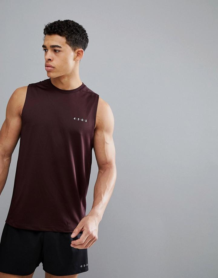 Asos 4505 Training Sleeveless T-shirt With Quick Dry In Burgundy - Red