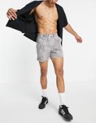 Asos Design Relaxed Skater Shorter Shorts In Paisley Print And Acid Wash-grey