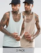 Asos Tank With Extreme Racer Back 2 Pack Save 17%