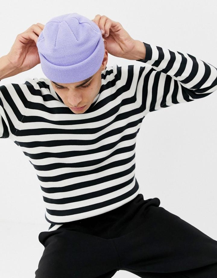 Asos Design Mini Fisherman Beanie In Purple - Purple