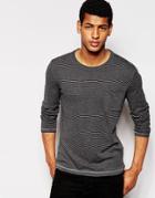Selected Homme Fine Stripe Long Sleeve Top - Gray
