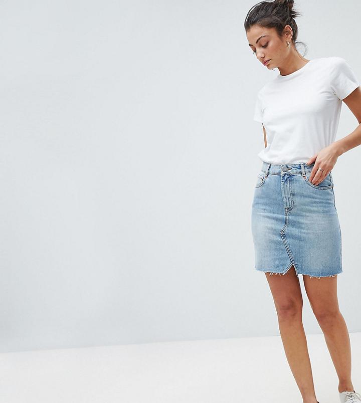 Asos Tall Denim Pelmet Skirt In Lightwash Blue - Blue