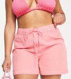 Pieces Curve Tie Waist Shorts In Pink - Part Of A Set