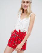 Brave Soul Ada Shorts In Floral Print - Red