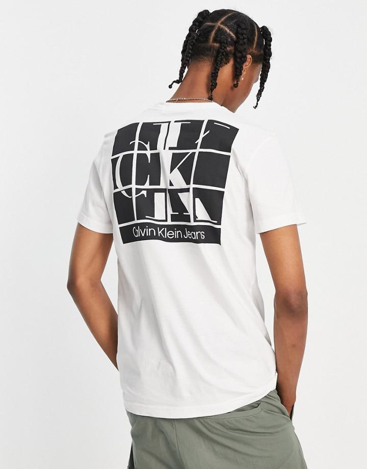 Calvin Klein Jeans Organic Cotton Blend Scattered Urban Back Graphic T-shirt In White
