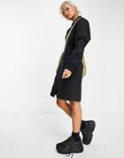 Urban Revivo Long Sleeve Shirt Dress In Black-gray
