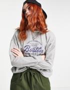 Noisy May Collegiate Sweatshirt In Gray-grey