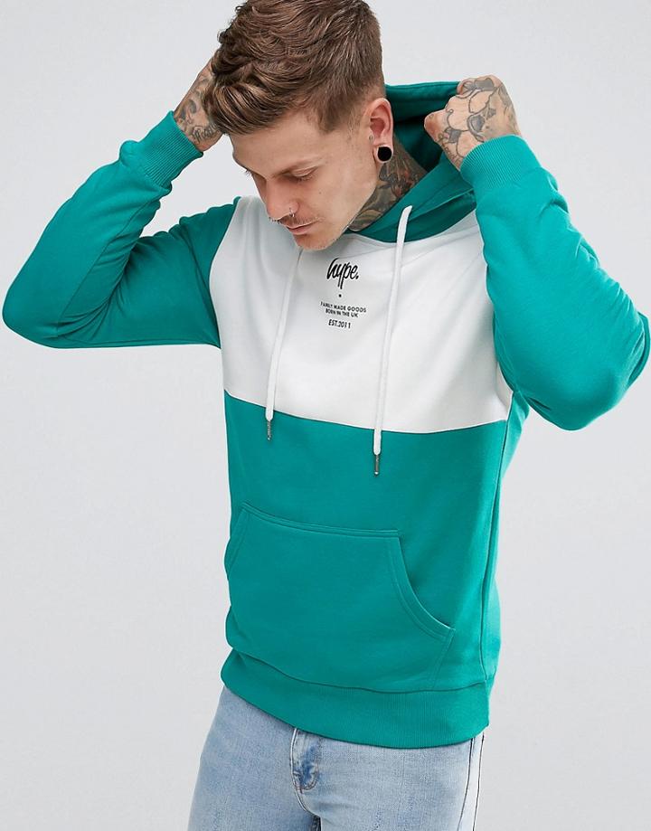 Hype Hoodie In Teal With Panel - Green
