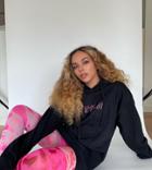 Skinnydip Curve X Jade Thirlwall Relaxed Hoodie With Hot Wasabi Rhinestone Slogan Two-piece-black