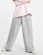 Asos Design Polar Fleece Wide Leg Sweatpants In Gray Heather-grey