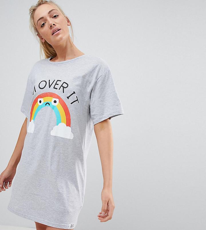 Asos Tall I'm Over It Sleep Tee - Multi