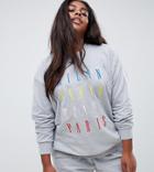 Asos Design Curve Lounge Multi City Oversized Sweat Top-gray