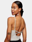 Topshop Ribbed Tank In Gray-brown