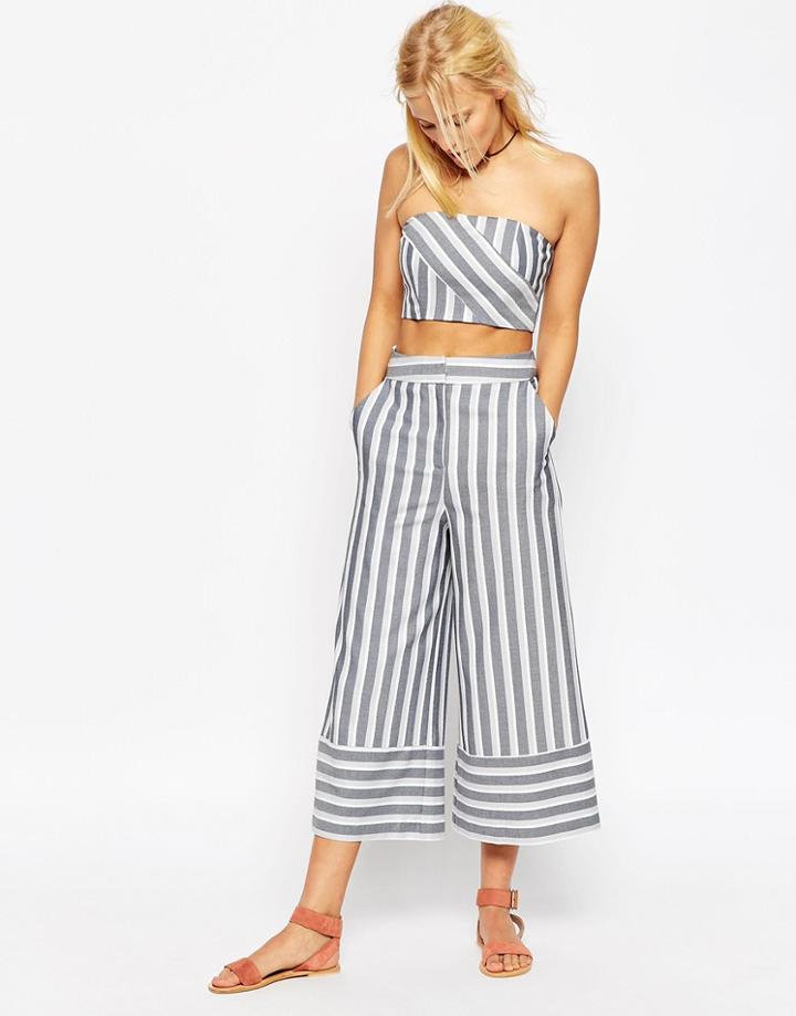 Asos Premium Multiway Stripe Culottes Co-ord - Multi