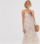 New Look Petite Tie Front Strappy Dress In Floral Print