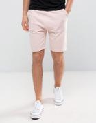 Asos Skinny Jersey Shorts With Contrast Panels In Pink - Pink