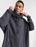 Asos Design Extreme Oversized Funnel Neck Hoodie In Washed Black