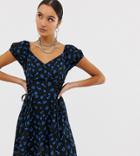 Collusion Tie Side Mini Dress In Floral Print - Multi