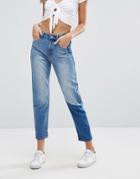 Boohoo Color Block Mom Jeans - Blue