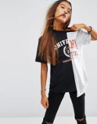 Asos T-shirt With Cut About Varsity Print - Multi