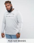 Tommy Hilfiger Plus Long Sleeve Top Logo In Gray Marl - Gray