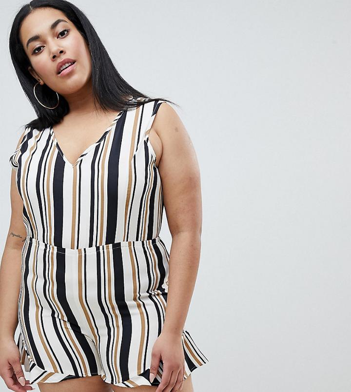 Ax Paris Plus Stripe Romper - Multi