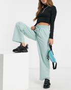 Asos Design Hourglass Straight Leg Sweatpants With Deep Waistband And Pintuck In Organic Cotton In Sage-green