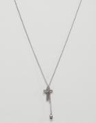 Seven London Silver Necklace With Cross & Skull Charm - Silver