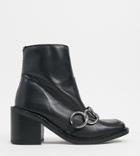 Asra Exclusive Hugo Loafer Boot With Silver Chain In Black Leather